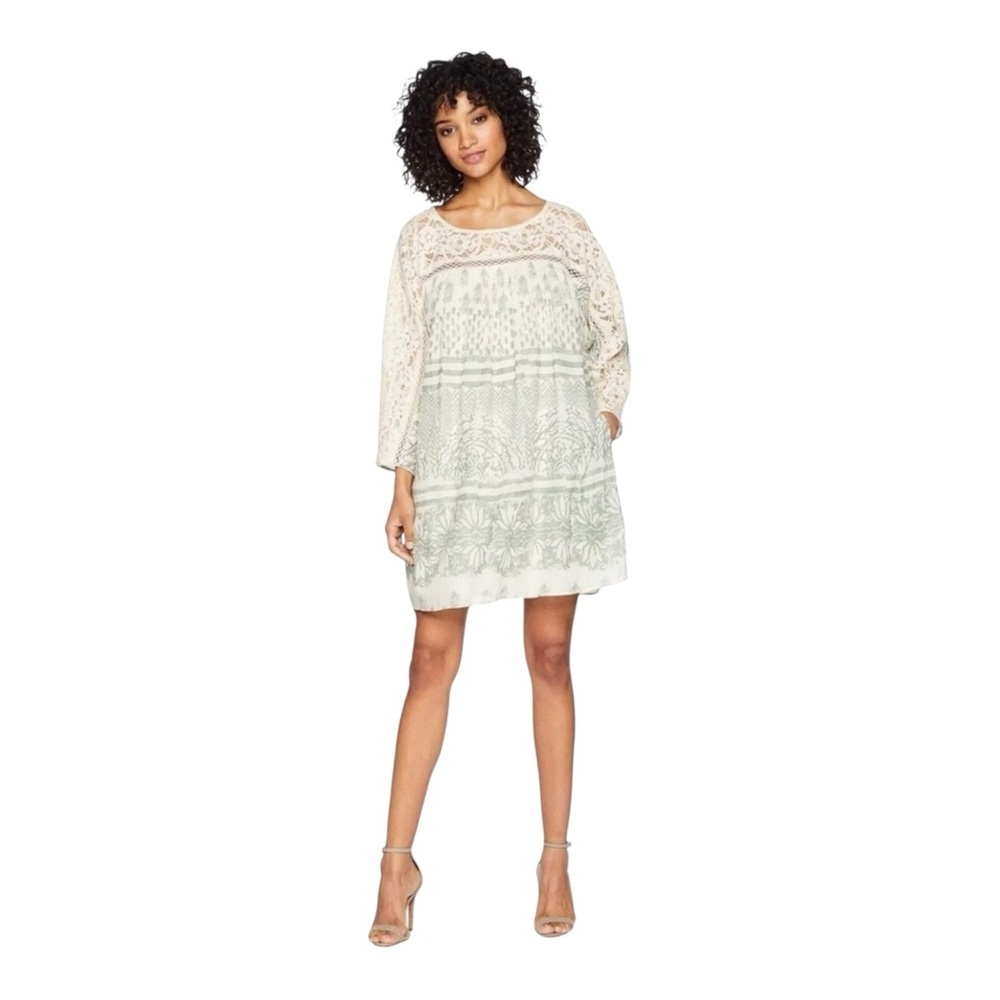 Free People Sun Daze Lace Trim Boho Mini Dress